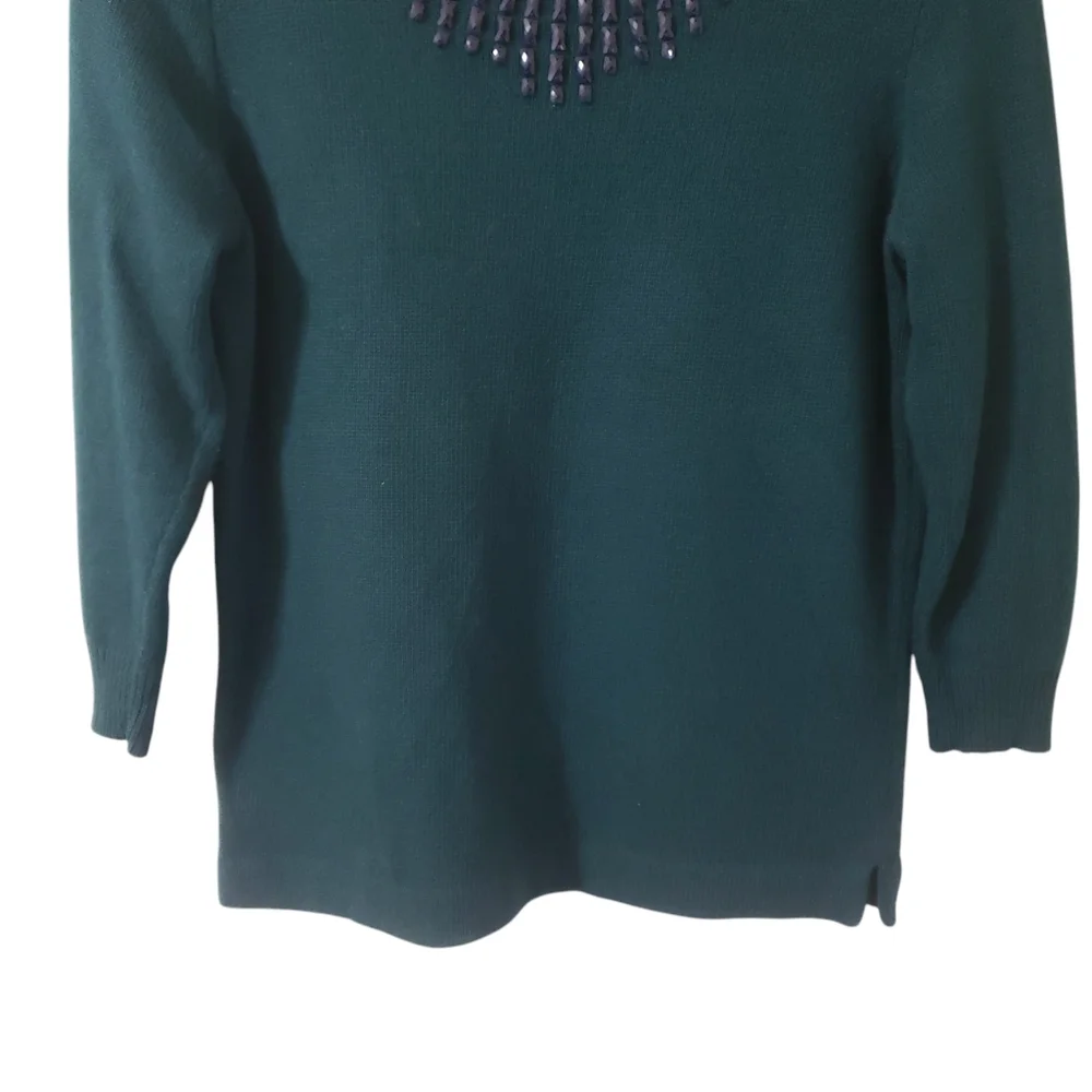 J.‎ Crew Womens Jeweled Starburst Sweater Green Sz Small
